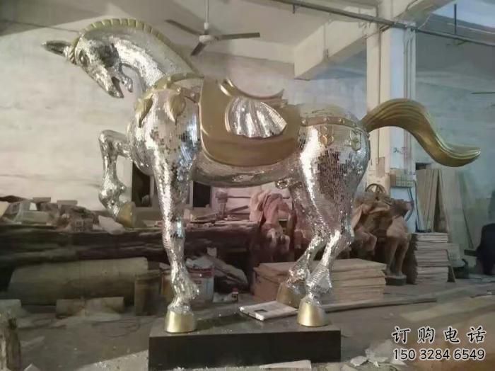 不銹鋼馬雕塑廠家 抬蹄造型 不銹鋼抬蹄馬雕塑價格