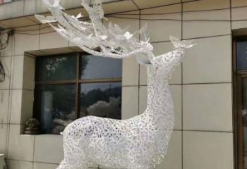 鏤空鹿雕塑廠家 長角藝術結構 不銹鋼鏤空鹿雕塑價格