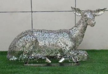臥鹿雕塑廠家 鏤空動物題材  不銹鋼臥鹿雕塑價格