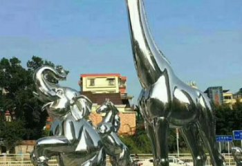 長頸鹿雕塑廠家  光面拋光系列 不銹鋼長頸鹿雕塑加工商