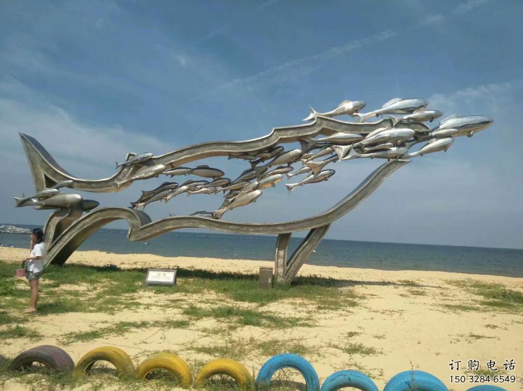 幾何群魚雕塑廠家 鏡面不銹鋼群魚雕塑生產企業