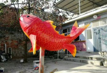 錦鯉雕塑廠家 紅色魚雕塑 不銹鋼紅鯉魚雕塑廠家