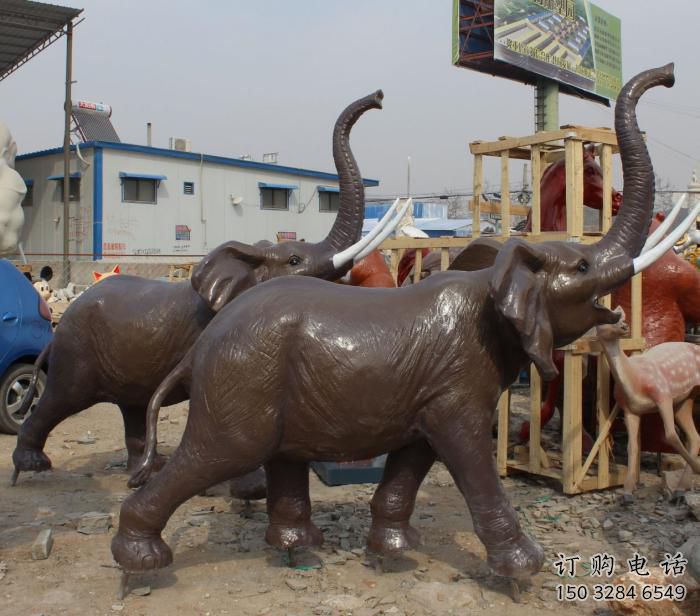 古銅色大象雕塑廠家 園林動物小品 制作金屬大象雕塑