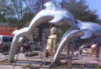 跳躍海豚雕塑廠家 生物小品景觀 不銹鋼海豚雕塑生產(chǎn)
