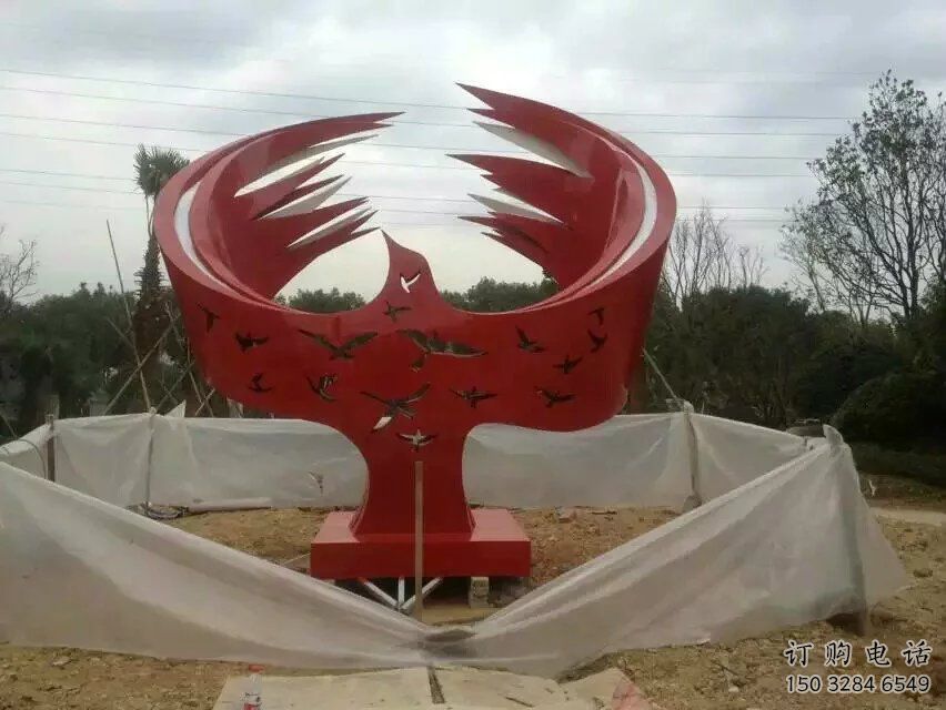 鳳凰雕塑廠家 雙翅飛翔式 不銹鋼雕塑鳳凰系列