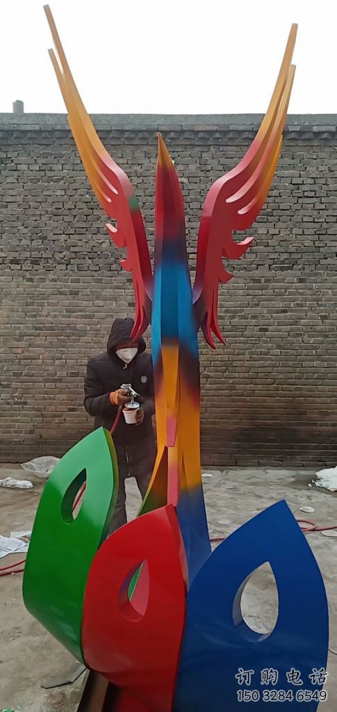 五彩鳳凰雕塑廠家 神鳳凰素材 不銹鋼五彩鳳凰雕塑生產