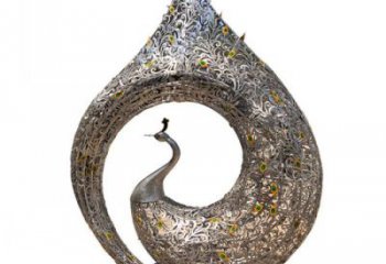 鏤空孔雀雕塑廠家 水滴結構轉型 不銹鋼孔雀雕塑廠