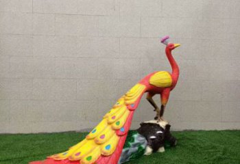 紅孔雀雕塑廠家 彩繪工藝 大型紅孔雀雕塑報價