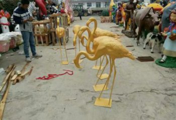 金色火烈鳥雕塑廠家 不銹鋼金色火烈鳥雕塑