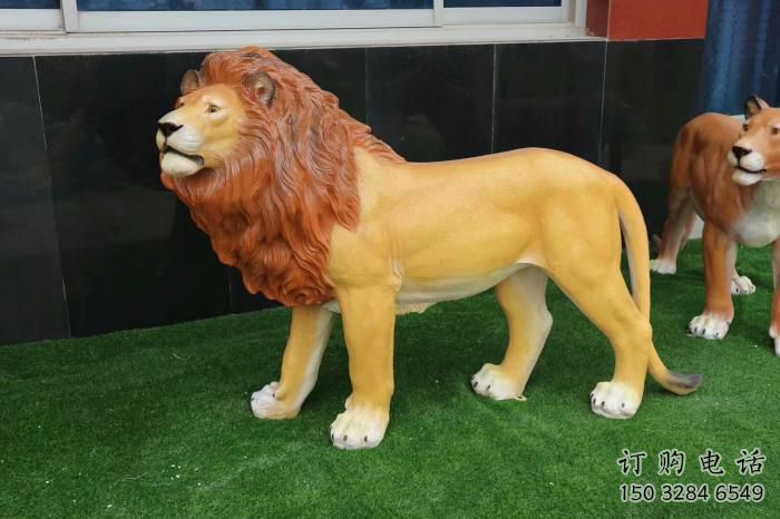 獅子雕塑 烤漆動物擺件 大型獅子雕塑廠家