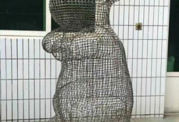 鏤空兔子雕塑廠家 網格透視款 不銹鋼鏤空兔子雕塑