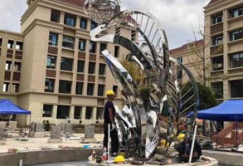 鏡面樹葉雕塑 現(xiàn)代金屬類植物 不銹鋼樹葉雕塑廠家