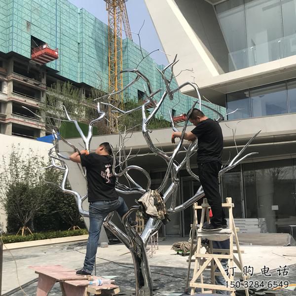 樹干雕塑廠家 園林不銹鋼樹雕塑制作