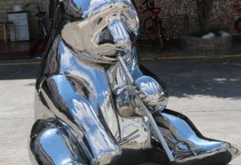 熊貓雕塑 不銹鋼鏡面熊貓雕塑