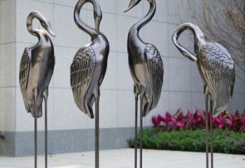 仙鶴雕塑 不銹鋼動物鳥雕塑