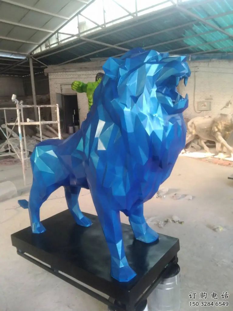 幾何獅子雕塑 不銹鋼幾何獅子雕塑 動物小品