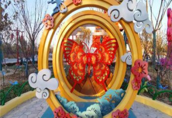蝴蝶圓環(huán)雕塑廠家 公園烤漆動物雕塑