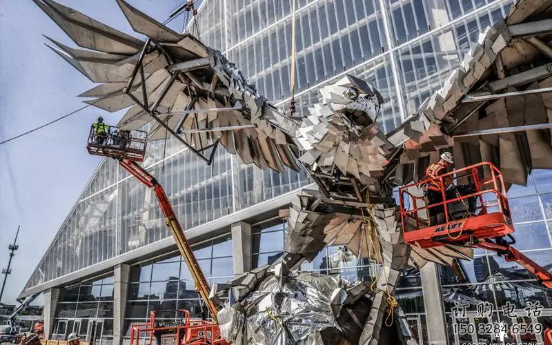 獵鷹雕塑廠家 幾何動物擺件 不銹鋼獵鷹雕塑生產(chǎn)制作