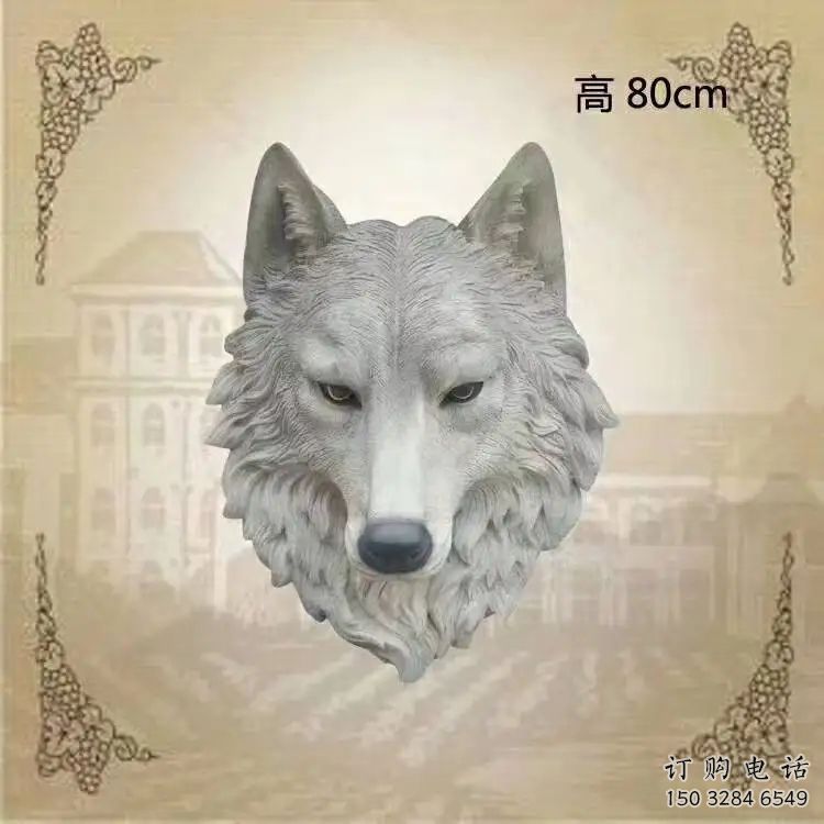 狼頭雕塑廠家 半身動物像 不銹鋼狼頭雕塑