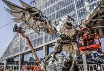 獵鷹雕塑廠(chǎng)家 幾何動(dòng)物擺件 不銹鋼獵鷹雕塑生產(chǎn)制作