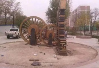 水車雕塑廠家 仿古藝術(shù)建筑 不銹鋼水車雕塑制作