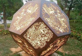 多面體雕塑廠家 燈光配置 不銹鋼多面體雕塑