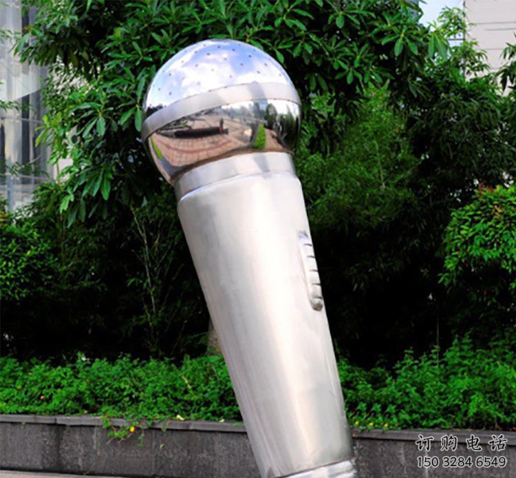 話筒雕塑廠家 金屬景觀小品 不銹鋼話筒雕塑制作