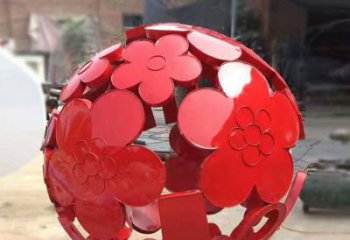 花朵鏤空球雕塑廠家 空心花朵設(shè)計 不銹鋼花朵鏤空球雕塑