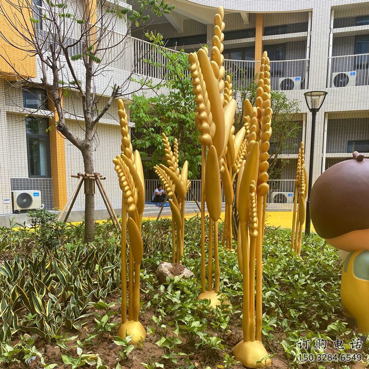 水稻雕塑 農(nóng)村噴漆植物雕塑 大型不銹鋼水稻雕塑廠家