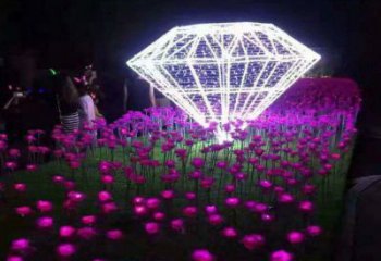 鉆石雕塑 鏤空燈光雕塑 戶外不銹鋼鉆石雕塑廠家