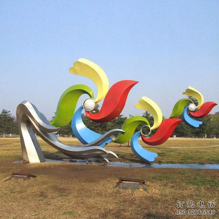 風車雕塑 烤漆園林擺件 抽象不銹鋼風車雕塑廠家
