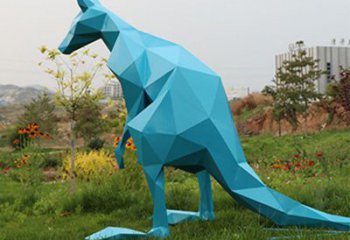 袋鼠雕塑 幾何噴漆擺件 戶外園林袋鼠雕塑廠家