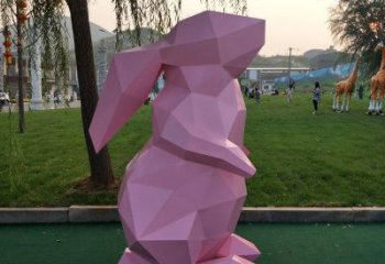 大白兔雕塑 戶外切面小品 抽象不銹鋼大白兔雕塑廠家