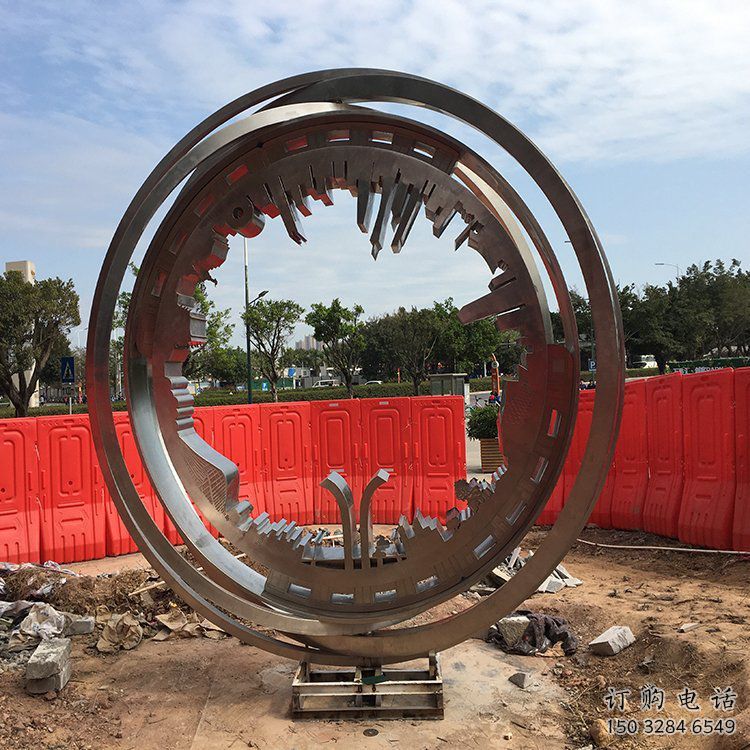 圓環雕塑  街道異形小品 抽象不銹鋼圓環雕塑廠家