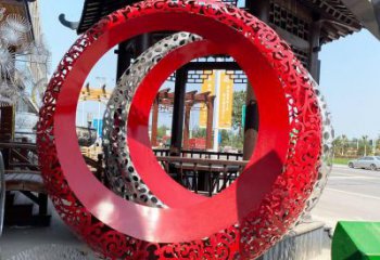 圓環(huán)雕塑 鏤空烤漆擺件 商業(yè)街烤漆圓環(huán)雕塑廠家