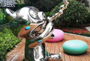 貓咪雕塑 游樂(lè)場(chǎng)卡通小品 鏡面鍛造貓咪雕塑廠家