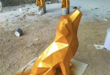 鍍金小狗雕塑廠家 風(fēng)景區(qū)景觀小品 切面鍍金小狗雕塑