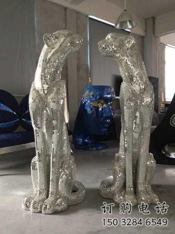 鏤空獵豹雕塑 賓館室內擺件 鏤空拉絲獵豹雕塑廠家