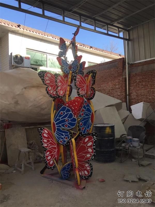 烤漆蝴蝶雕塑 彩繪噴漆擺件 戶外別墅區蝴蝶雕塑廠家