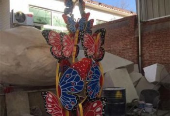 烤漆蝴蝶雕塑 彩繪噴漆擺件 戶外別墅區(qū)蝴蝶雕塑廠家