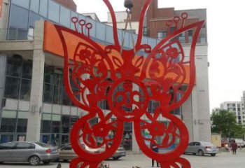 商業街蝴蝶雕塑廠家 現代剪影小品 鏤空烤漆蝴蝶雕塑