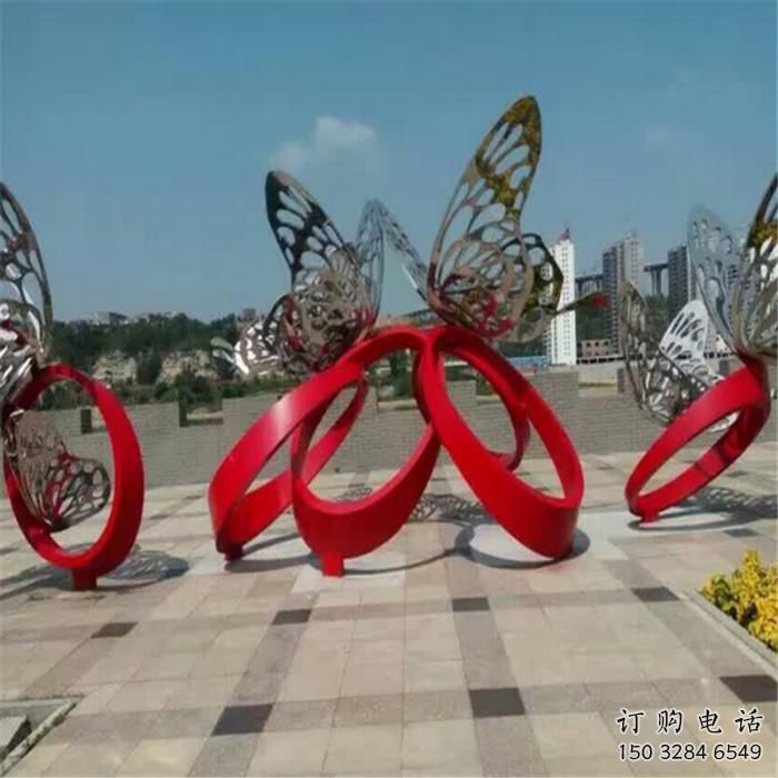 步行街蝴蝶雕塑廠家 創(chuàng)意鏤空擺件 戶(hù)外街頭蝴蝶雕塑