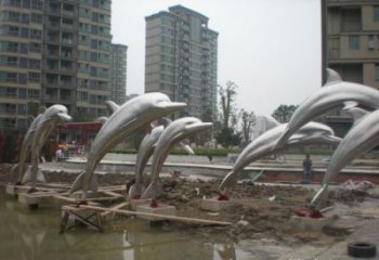 游樂場海豚雕塑廠家 海洋賓館擺件 住宅小區(qū)鋼管海豚雕塑