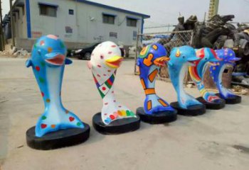 風(fēng)景區(qū)海豚雕塑廠家 中式室內(nèi)擺件 卡通彩繪海豚雕塑