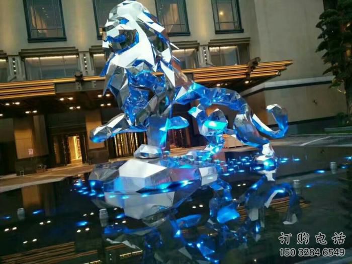商場獅子雕塑廠家 中式室內小品 酒店拉絲獅子雕塑