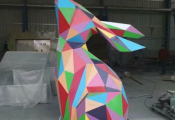 切面兔子雕塑廠家 現(xiàn)代抽象擺件 商場切面兔子雕塑