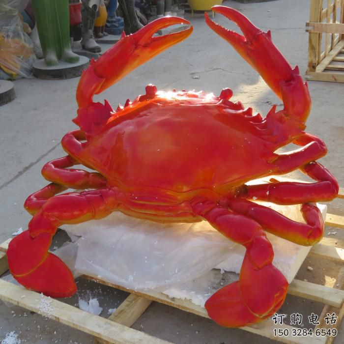 餐飲店螃蟹雕塑廠家 創(chuàng)意鋼管小品 戶外異形螃蟹雕塑