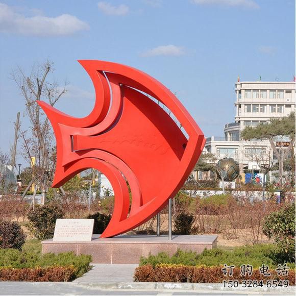 烤漆小魚雕塑廠家 海洋賓館擺件 公園剪影小魚雕塑