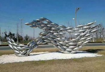 別墅區小魚雕塑廠家 卡通抽象小品 戶外大型小魚雕塑