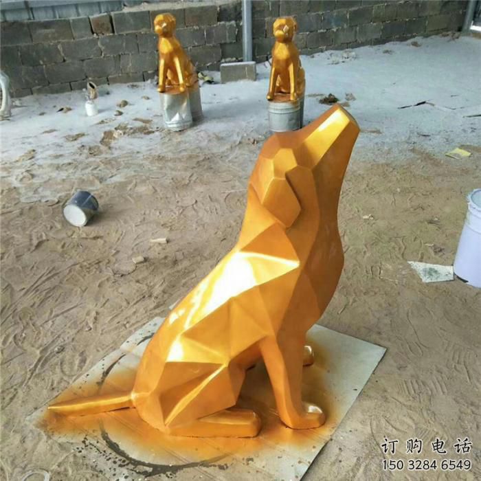 烤漆狗雕塑廠家  酒店賓館擺件 公園幾何狗雕塑